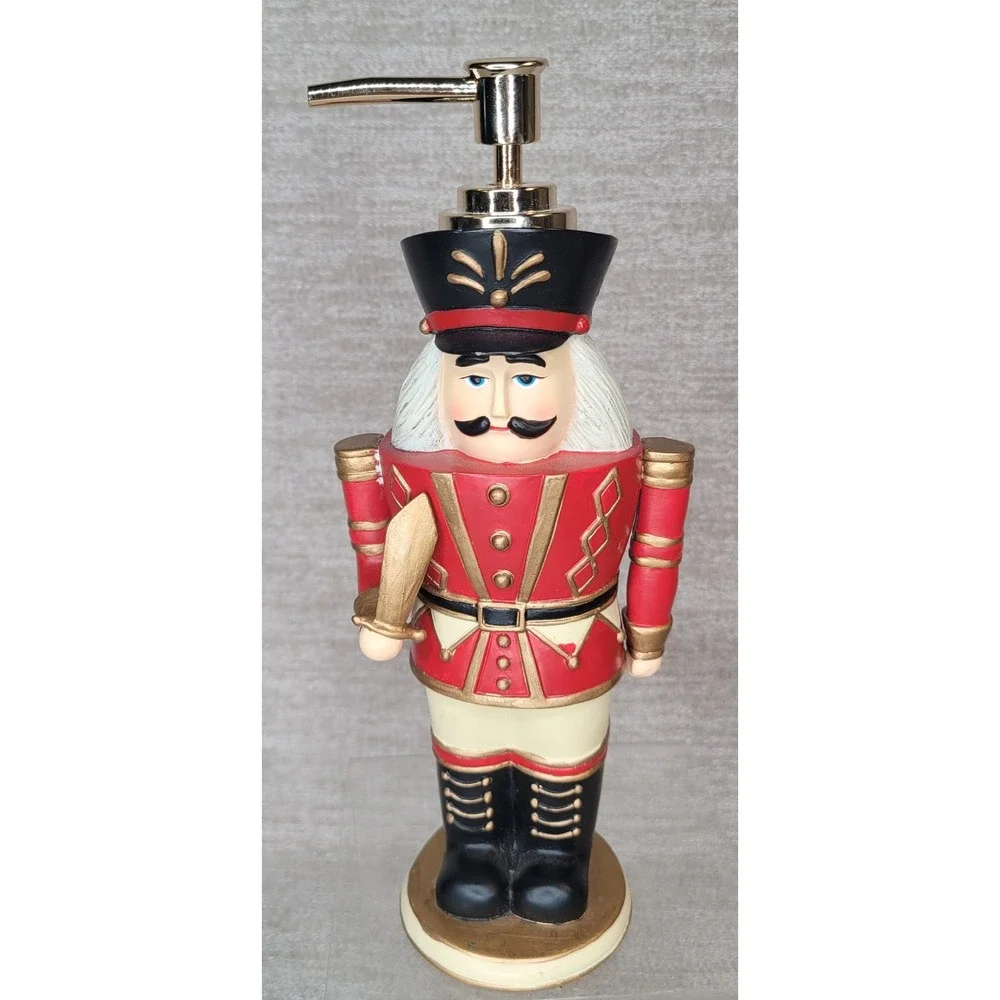 Nutcracker Soap Dispenser Red Gold Christmas Holiday Decor
